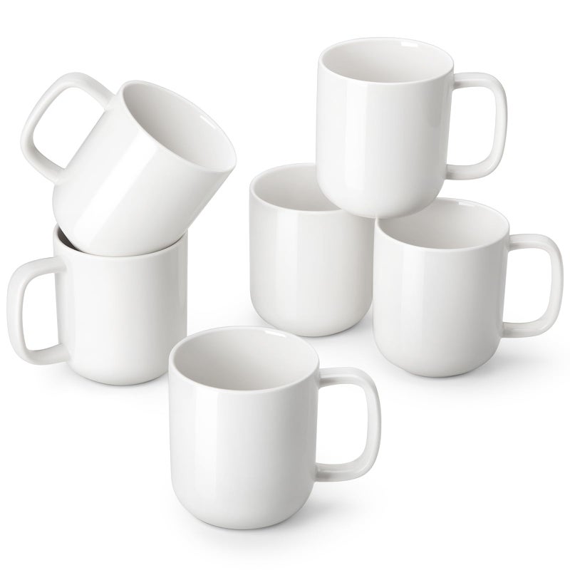 vancasso Porcelain Coffee Mugs Set 16 oz Ceramic Coffee Cups for Americano Hot Tea Iced Coffee Cold Brew Cocoa Milk Mugs Set of 6 Dishwasher  Microwave Safe White