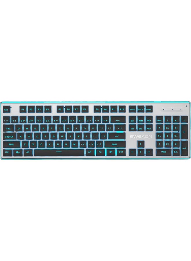 Eweadn X7S Wireless Keyboard, Single-Mode 2.4G, True Mechanical Feel, Low-Profile, Office Keyboard, Compatible With Desktop And Laptop Computers, Rechargeable Membrane Keyboard, Black With Blue Light - Image 2