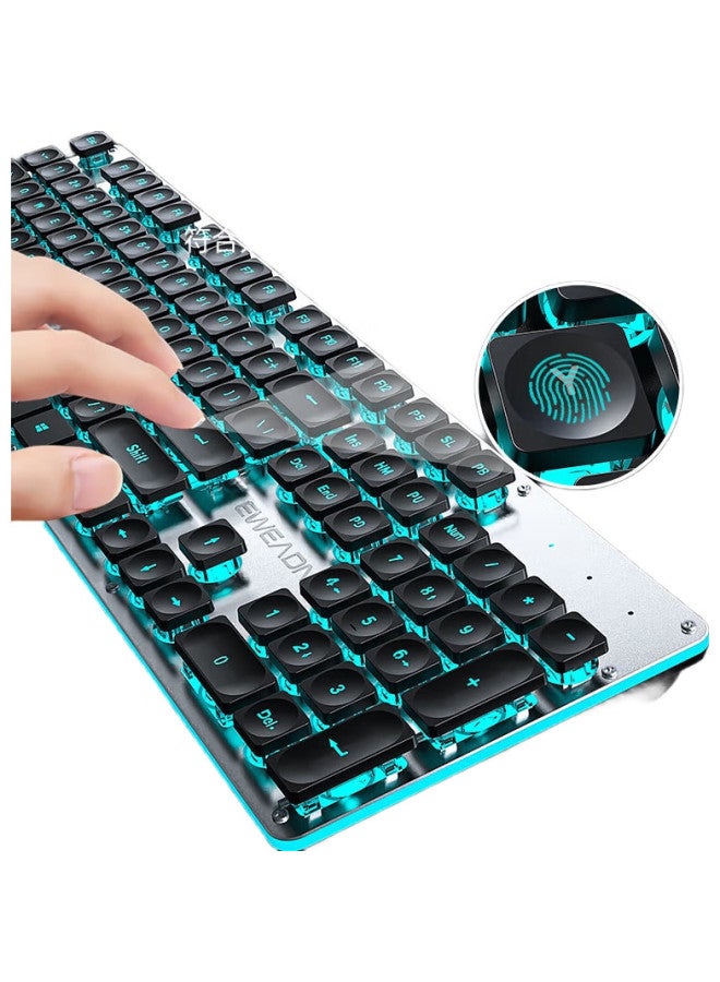 Eweadn X7S Wireless Keyboard, Single-Mode 2.4G, True Mechanical Feel, Low-Profile, Office Keyboard, Compatible With Desktop And Laptop Computers, Rechargeable Membrane Keyboard, Black With Blue Light - Image 3