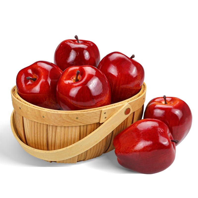 Lorigun Artificial Apples Fake Fruits Red Delicious Apples for Decoration, Decorative Fruit, Faux Big Red Apple 6 Pcs - Image 1