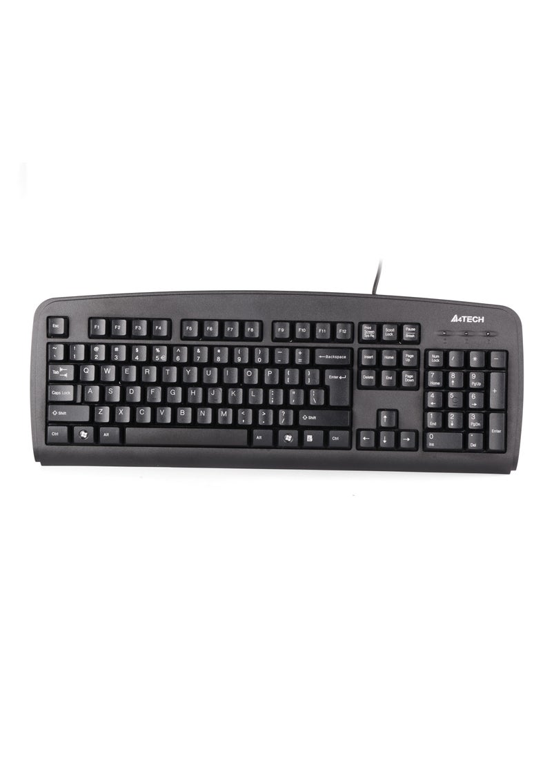 A4TECH A4TECH WIRED ENG-ARA SMOOTH KEYBOARD KB-720 WITH TRADITIONAL KEYCAPS, LASER INSCRIBED KEYS, BLACK  - Image 1