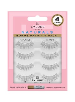 EYLURE Eylure Naturals No. 020 Reusable Eyelashes, Adhesive Included, Black, 4 Pairs  - Image 1