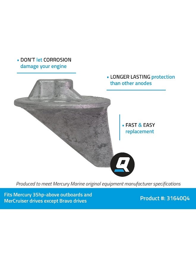 Quicksilver Quicksilver 31640Q4 Aluminum Trim Tab Anode - Mercury or Mariner Outboards and MerCruiser Stern Drives - Image 2