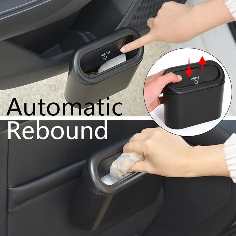 Skydue SKYDUE Car Trash Can with Lid Mini Vehicle Trash Bin Car Dustbin Garbage Organizer with One Roll Trash Bag Automotive Garbage Can Bin Trash Container for Auto Cars Home Office  - Image 3