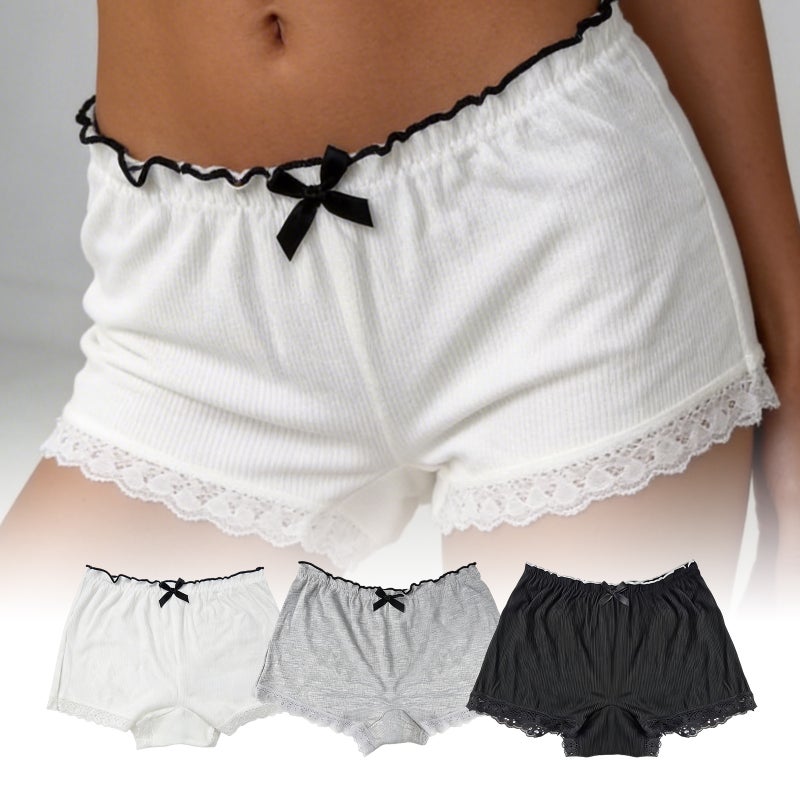 Zeriluna Mid-Rise Bow Shorts - Soft, Comfortable, Breathable & Skin-Friendly - Image 1