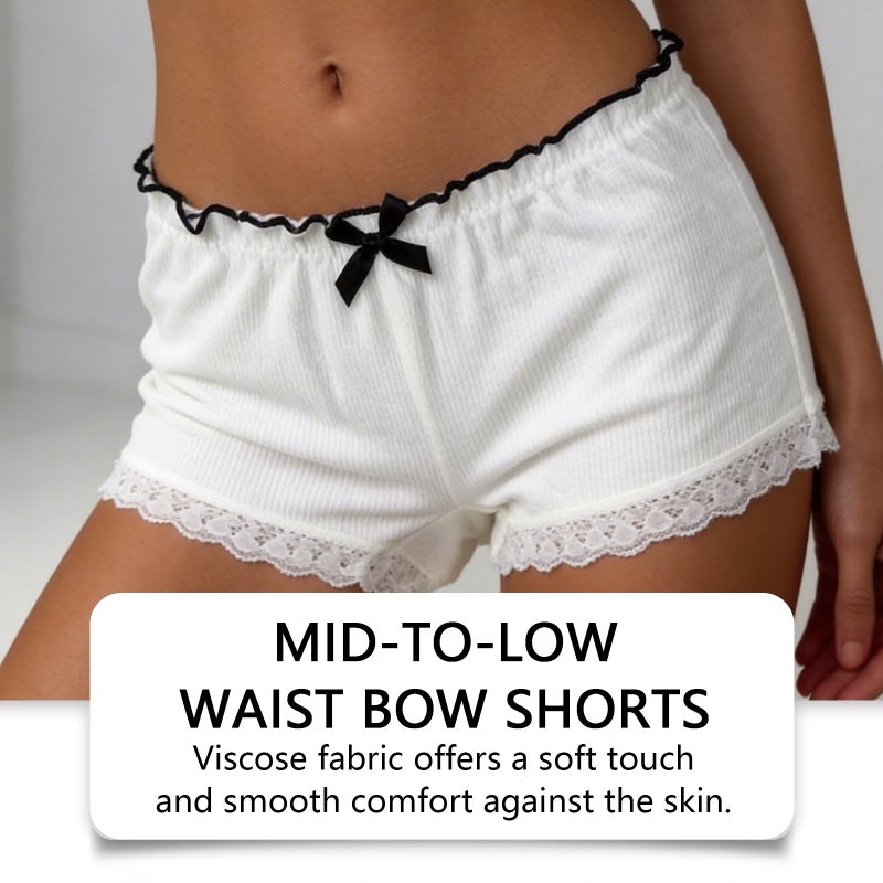 Zeriluna Mid-Rise Bow Shorts - Soft, Comfortable, Breathable & Skin-Friendly - Image 3