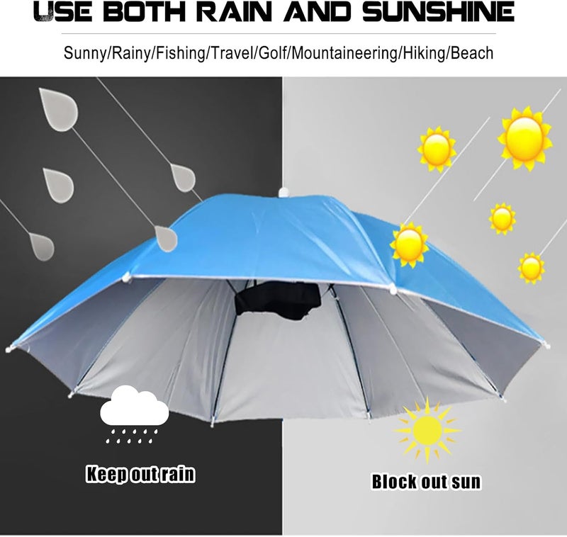 MUFEKUM 4 Pack 20.5" Hands-Free Head Umbrella Hats for Kids, Multicolor Folding Waterproof Umbrella Cap With Head Strap for Outdoor Party, Fishing, Sun, Rain, Snowy, Beach, Hiking - Image 4
