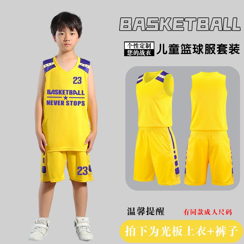 Generic Childrens Basketball Uniform Set Mens Basketball Team Uniform Jersey Basketball Training Camp School Sports Meeting Childrens Basketball Team Uniform Number Printing Yellow#a115