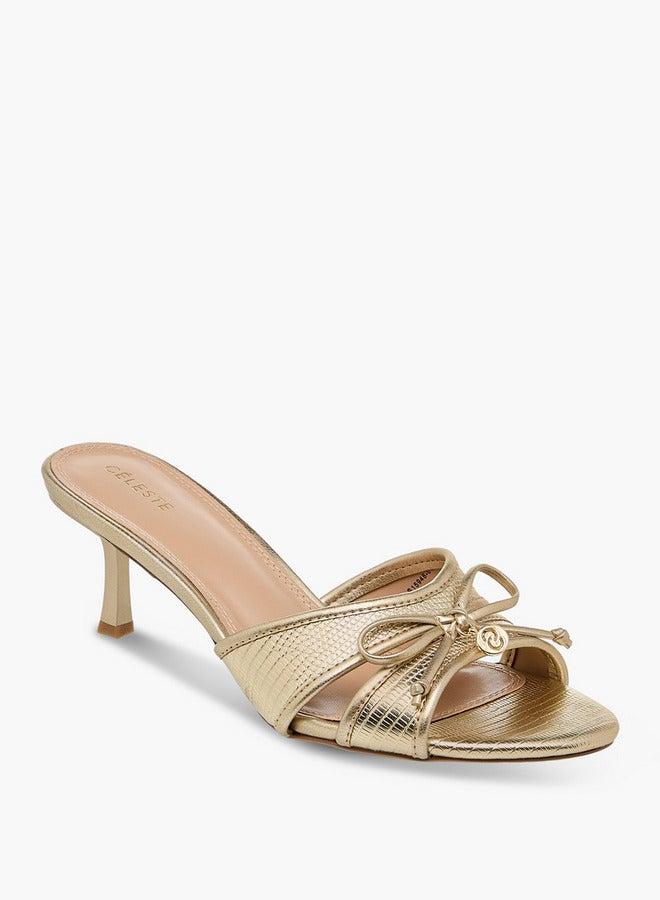 سيليست صنادل نسائية سهلة الارتداء بتفاصيل فيونكة وكعب مائل - Image 1