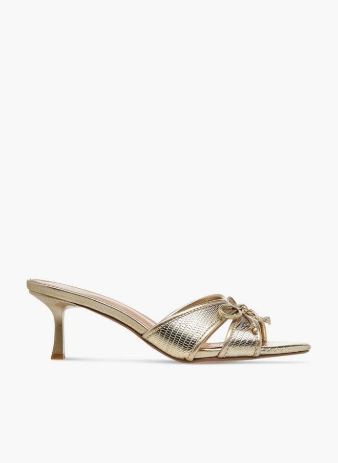 Celeste Women's Bow Detail Slip-On Sandals with Flared Heels - Image 1