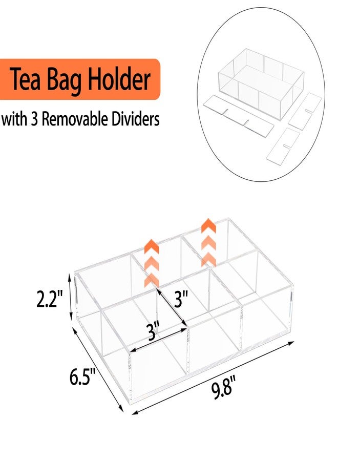 Tasybox Tea Bag Organizer, Clear Acrylic Tea Bag Holder with 6 Slot, Tea Packet Storage for Drawer, Pantry, Kitchen, Cabinet, Countertop - Image 3