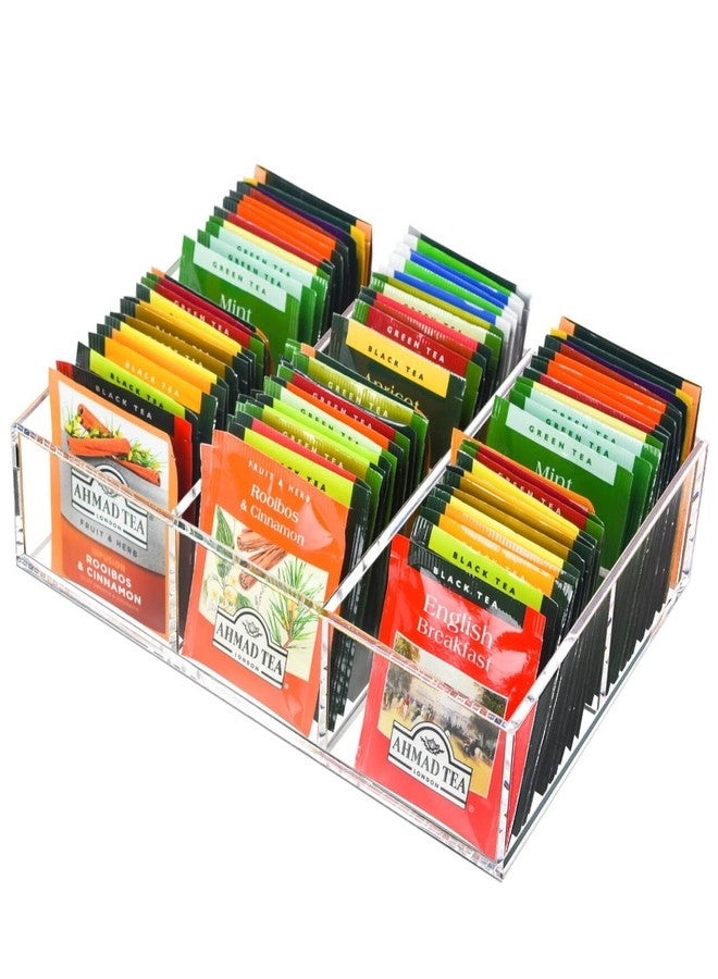 Tasybox Tea Bag Organizer, Clear Acrylic Tea Bag Holder with 6 Slot, Tea Packet Storage for Drawer, Pantry, Kitchen, Cabinet, Countertop - Image 1