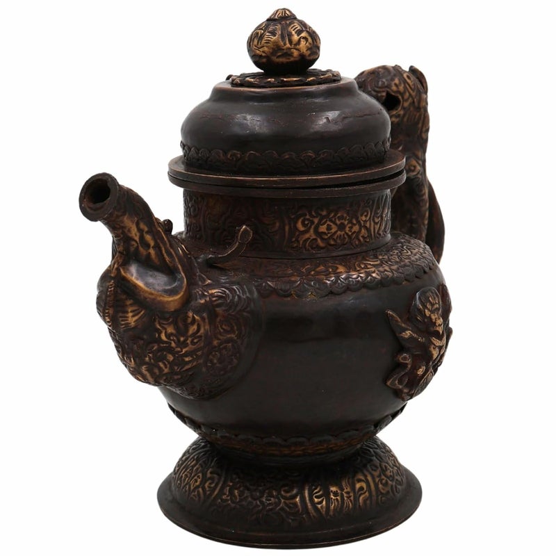 Bhunes Bhunes Brass Surahi Kettles Vintage Ewer Pitcher Pot Jug Handcrafted Decorative Gift Home Dcor Capacity 400MlBrown 7 Inch 1 Piece  - Image 3