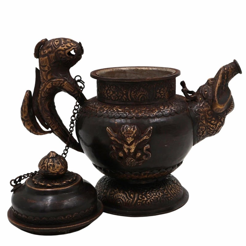 Bhunes Bhunes Brass Surahi Kettles Vintage Ewer Pitcher Pot Jug Handcrafted Decorative Gift Home Dcor Capacity 400MlBrown 7 Inch 1 Piece  - Image 5