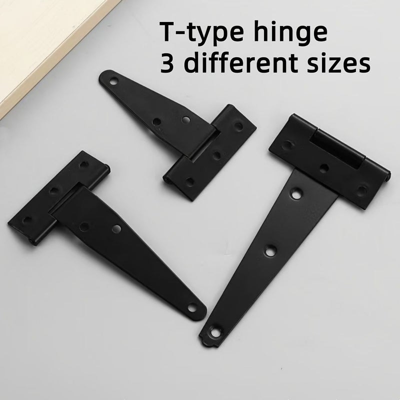 3pcs Heavy Duty T Shaped Hinges Black Outdoor for Barn Doors Gates - Image 1