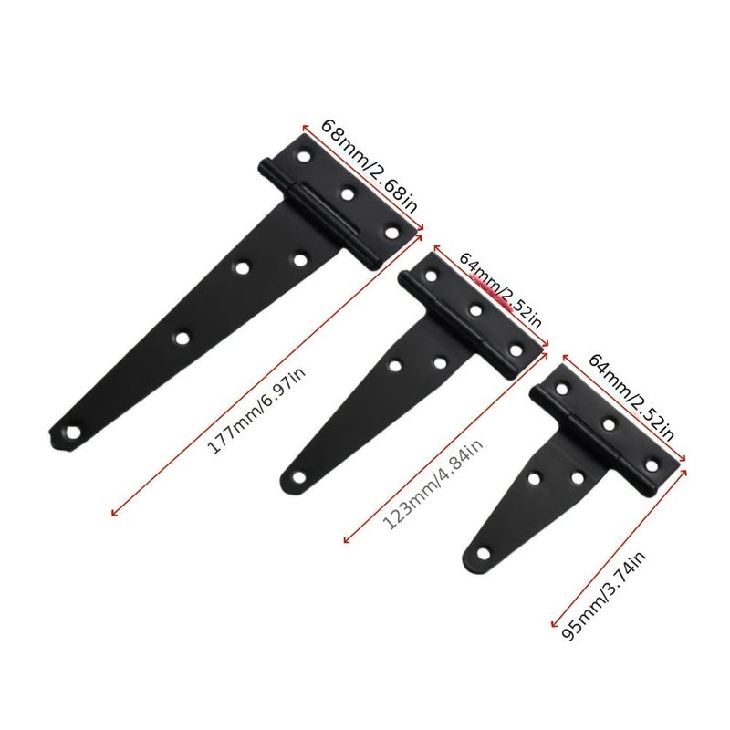 3pcs Heavy Duty T Shaped Hinges Black Outdoor for Barn Doors Gates - Image 2