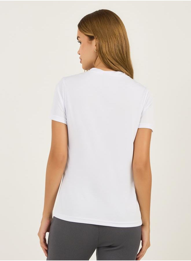 Styli Logo Round Neck Basic Short Sleeves Top  - Image 4