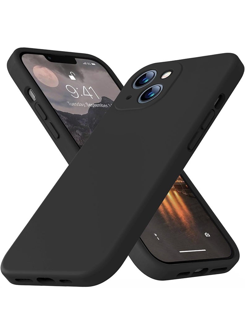Theodor Protective Ultra Slim Fit Case Liquid Silicone Gel Cover with Full Body Protection Anti-Scratch Shockproof Case For iPhone 14 LIQUID SILICON BLACK  - Image 1