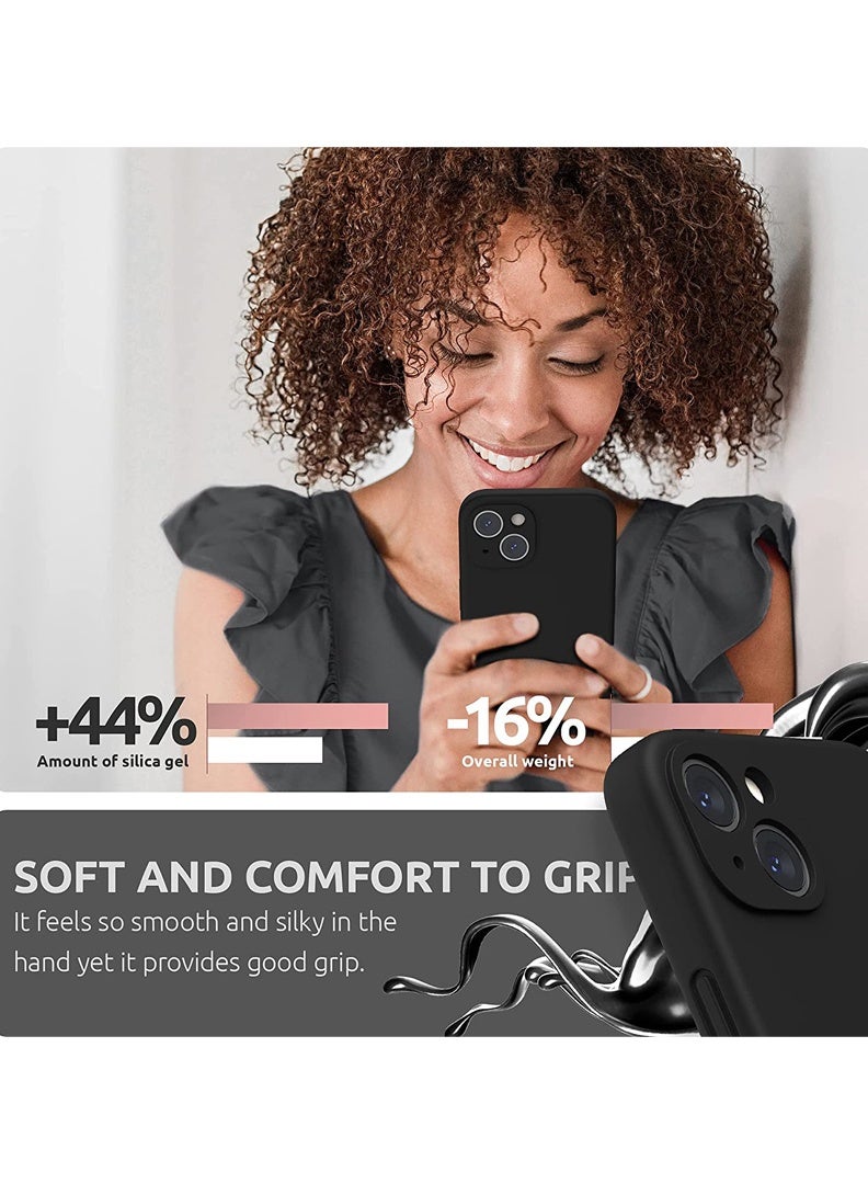 Theodor Protective Ultra Slim Fit Case Liquid Silicone Gel Cover with Full Body Protection Anti-Scratch Shockproof Case For iPhone 14 LIQUID SILICON BLACK  - Image 3