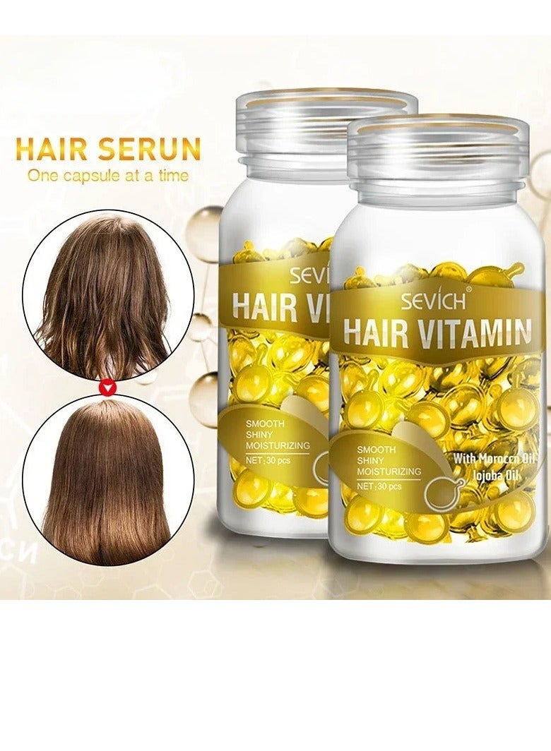 Sevich Hair Vitamin Serum Capsule, Smooth Silky Hair Vitamin Capsule, Hair Treatment Serum Oil Capsules With Vitamins A C E, Hair Moisturizing Essence For Repairing Hairs, (Gold, 1 Bottle(30 Capsules)) - Image 4
