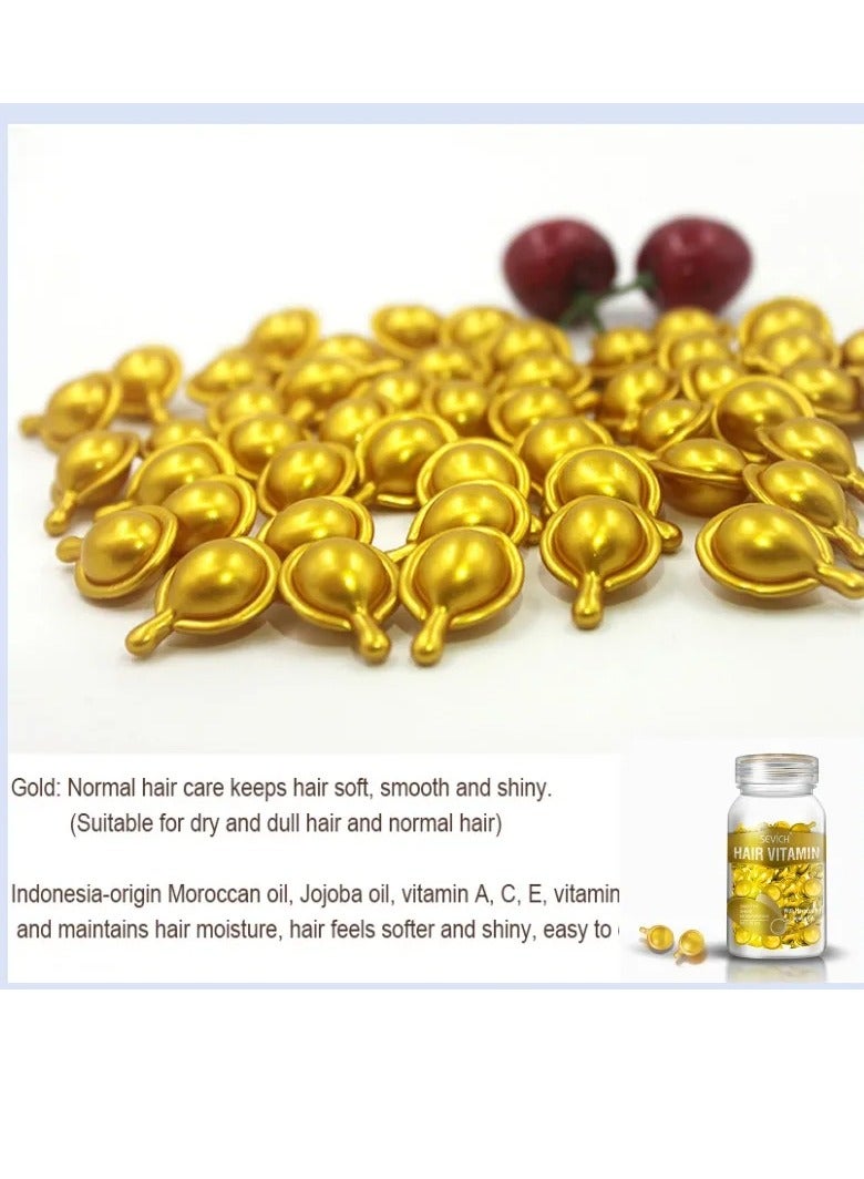 Sevich Hair Vitamin Serum Capsule, Smooth Silky Hair Vitamin Capsule, Hair Treatment Serum Oil Capsules With Vitamins A C E, Hair Moisturizing Essence For Repairing Hairs, (Gold, 1 Bottle(30 Capsules)) - Image 5
