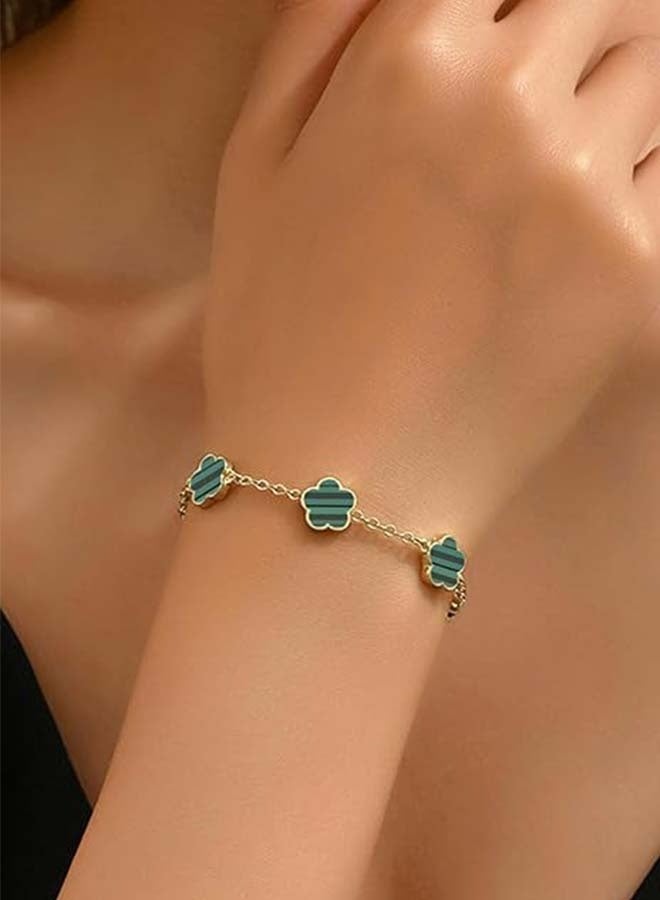 14k Gold Dainty Four Leaf Clover Bracelets For Women Lucky Flower Jewelry - Image 2