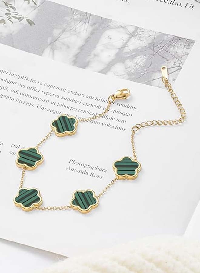 14k Gold Dainty Four Leaf Clover Bracelets For Women Lucky Flower Jewelry - Image 4