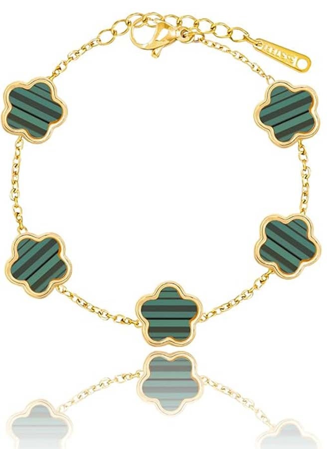 14k Gold Dainty Four Leaf Clover Bracelets For Women Lucky Flower Jewelry - Image 1