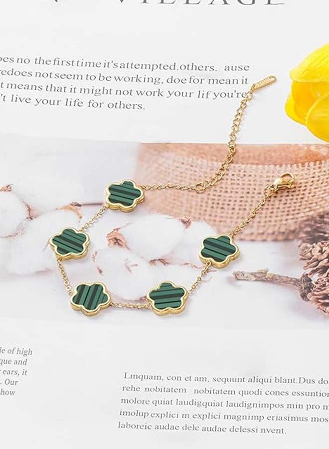 14k Gold Dainty Four Leaf Clover Bracelets For Women Lucky Flower Jewelry - Image 3