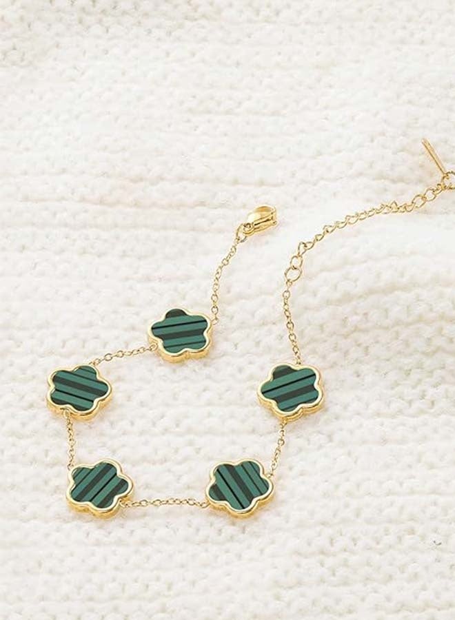 14k Gold Dainty Four Leaf Clover Bracelets For Women Lucky Flower Jewelry - Image 5