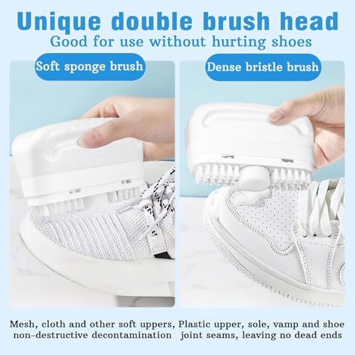 MOROVIK Shoe Cleaner Brush, Powerful 2-in-1 Multifunctional Shoe Cleaner Brush, Shoe Scrub Brush, Non Wash Deep Cleaning Sneaker Brush, White Shoe Cleaner - Sports Shoe Care Kit (1) Plastic - Image 4