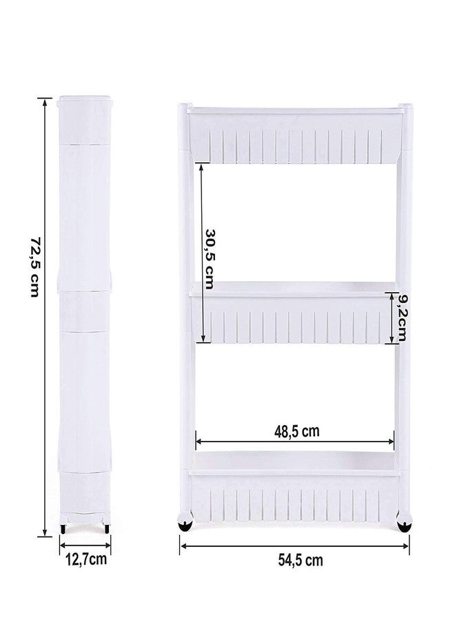 Orrda 3 Tier Rack Kitchen Storage | Plastic 3 Layer Storage Organizer Standing Rack for Kitchen/Bathroom | Space Saving Slim Storage Organizer (White) (3 Layer) - Image 2