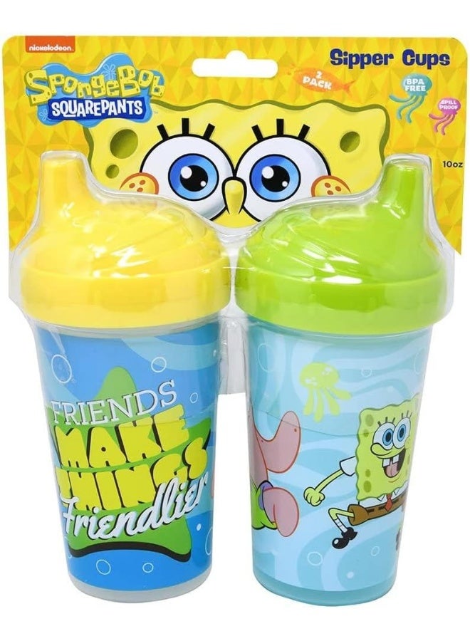 Cudlie Baby Boy 2 Pack 10 Oz Hard Spout Sippy Cup for Toddler, Sponge Bob - Image 2