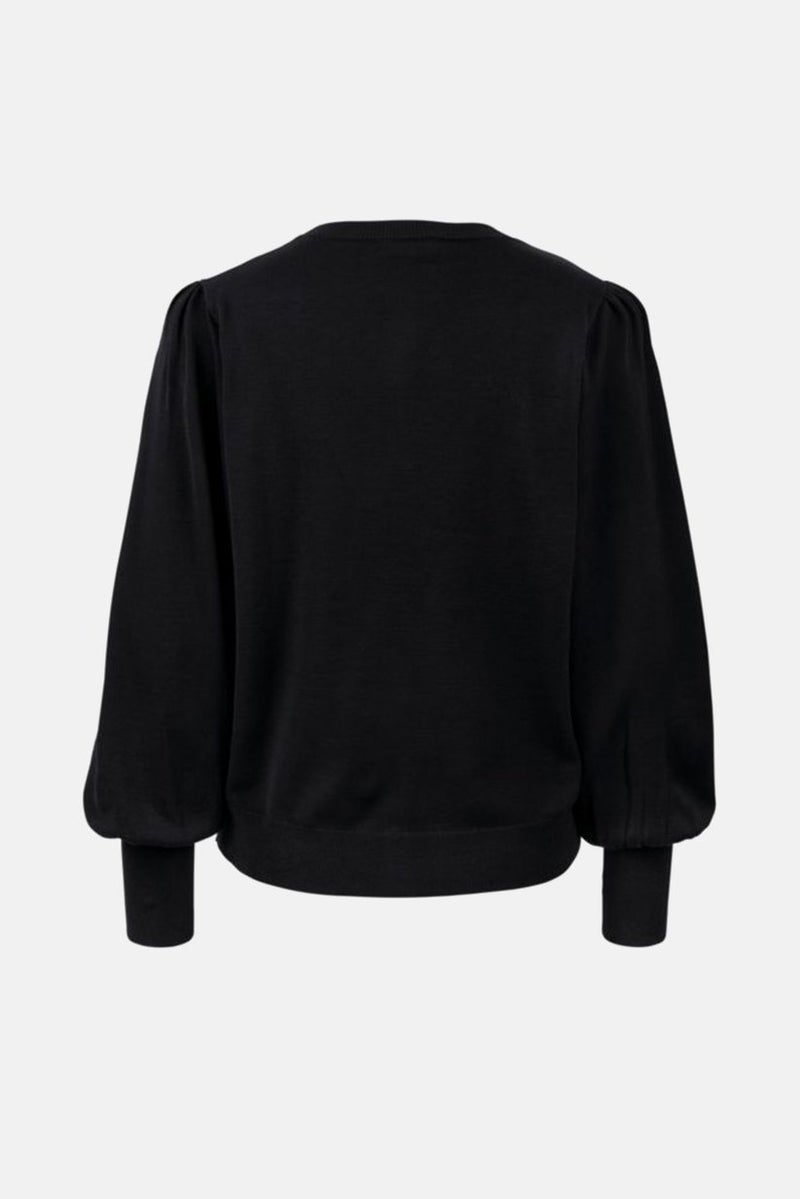 Tchibo Women Round Neck Knitted Cardigan, Black  - Image 3