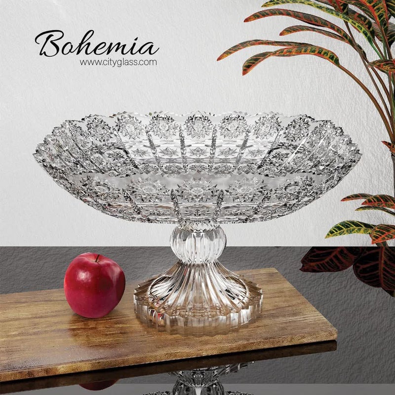 Generic Crystal Glass Fruit Bowl with Pedestal Stand, Decorative Centrepiece Bowl, Clear Cut Glass Design .flo - Image 2