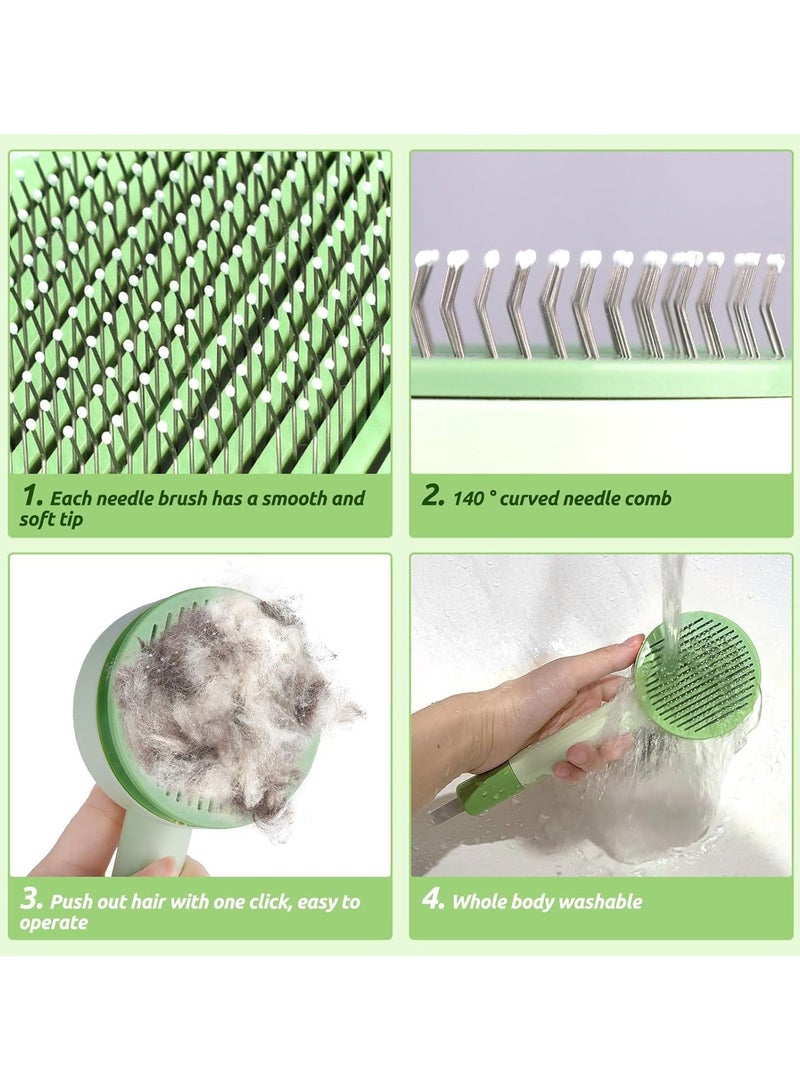 فرشاة للقطط من مع قصافة اظافر القطط، فرشاة تنظيف للحيوانات الاليفة للقطط ذات الشعر الطويل او القصير، مجموعة فرش 3 في 1، مشط للقطط، فرشاة تنظيف ذاتية التنظيف للقطط والكلاب - Image 3