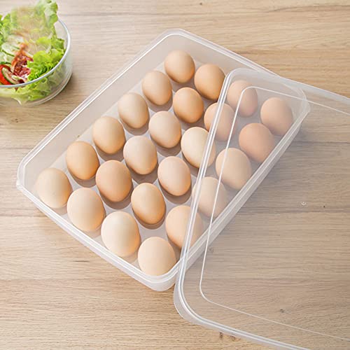 Evona Transparent 24 Grid Egg Holders for Refrigerator, Plastic Stackable Egg Storage Box With Lid, Kitchen Restaurant Egg Storage Tray - Image 3