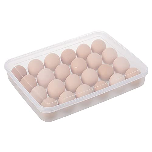 Evona Transparent 24 Grid Egg Holders for Refrigerator, Plastic Stackable Egg Storage Box With Lid, Kitchen Restaurant Egg Storage Tray - Image 1