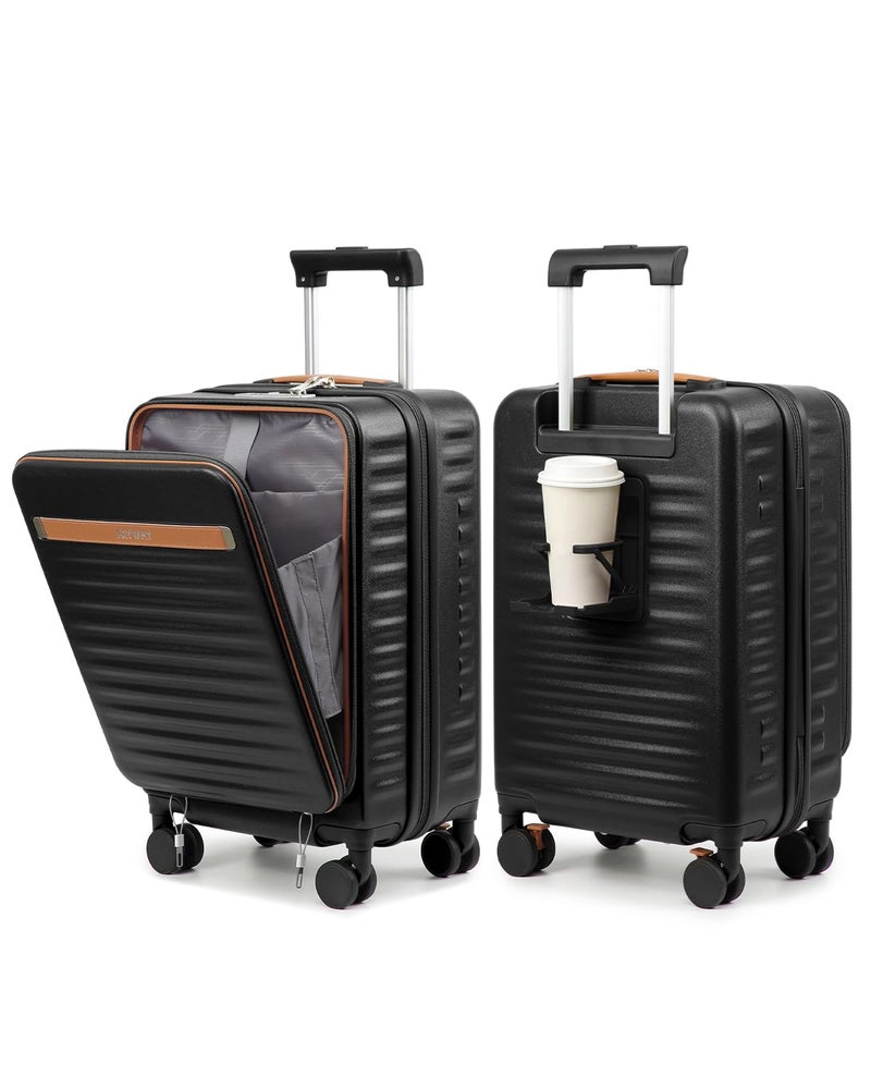 Joyway Carry on Luggage Airline Approved with Front Compartment and Cup Holder, 20 Inch Hard Shell Carry-on Suitcase with Spinner Wheels and TSA Lock for Women Men - Image 1