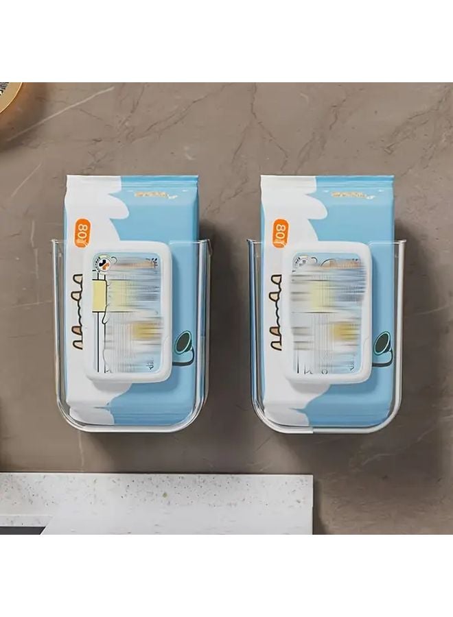 Transparent Wall Mounted Wet Wipes Dispenser Durable Plastic Adhesive Holder - Image 3