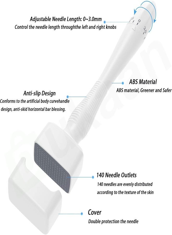 Meliora DRS Derma Stamp - 0-3mm Titanium Microneedles for Hair & Beard Regrowth, Facial Microneedling Roller for Skin Rejuvenation & Acne Repair, Reusable at-Home Derma Pen Kit - Image 2