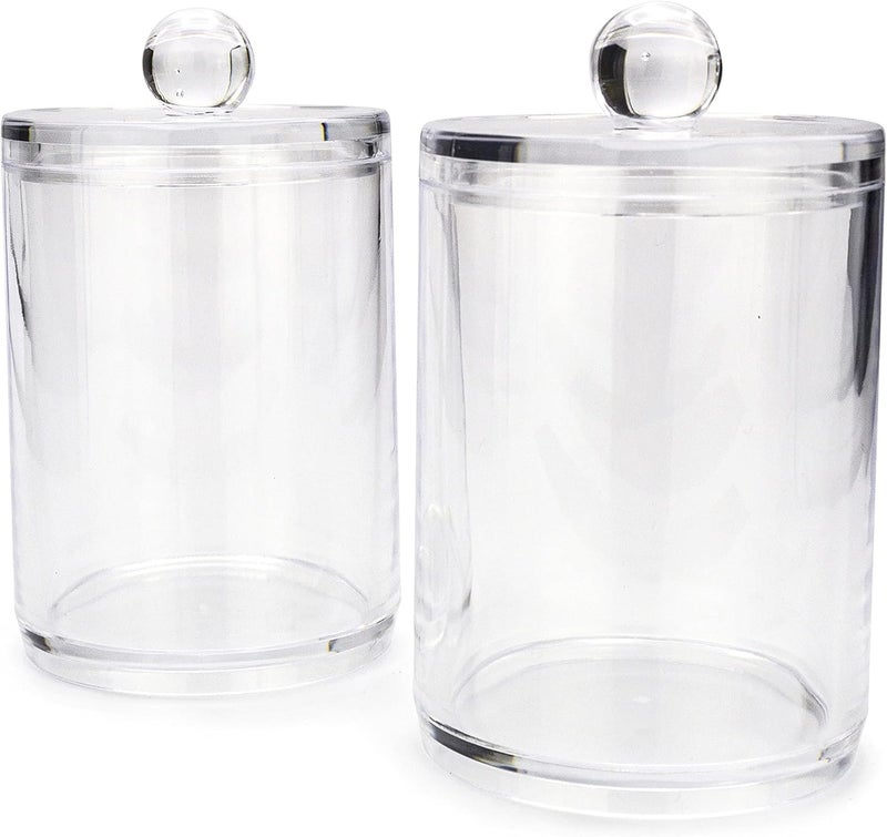 2 Holders, Cotton Swab Storage Dispenser, Jars with Lids, Simple Bathroom Organizers, Acrylic - Image 2