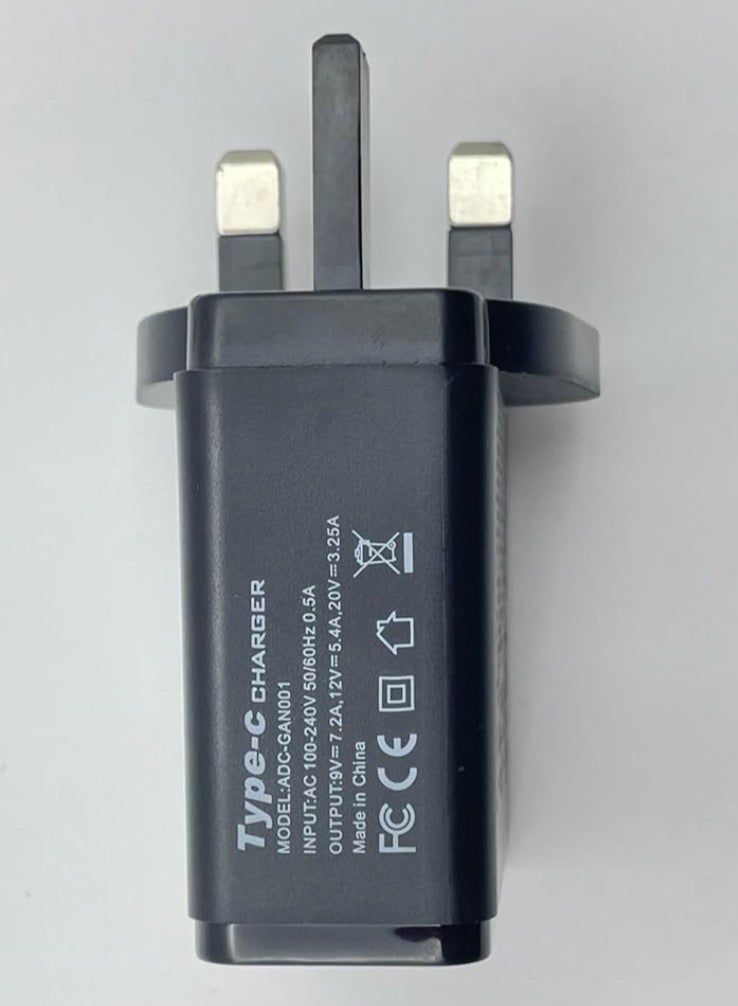 شاحن  سريع بقوة 65 واط PD و QC 3.0 لأجهزة التابلت والحاسوب  المحمول و آيفون 15 وسطح اللعب وسامسونج وهواوي ووان بلس  - منفذ USB-C ومنفذ USB-A واحد - اللون الاسود - Image 5