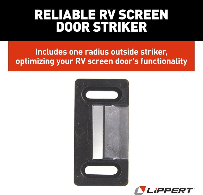 Lippert Components Lippert RV Entry Screen Door Frame Striker, 2.20" x 1.125" Radius Outside Strike Latch Tie Plate, Durable Plastic Construction - 198287, Black - Image 4