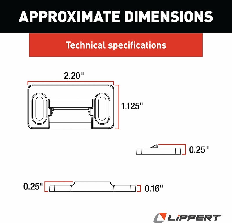 Lippert Components Lippert RV Entry Screen Door Frame Striker, 2.20" x 1.125" Radius Outside Strike Latch Tie Plate, Durable Plastic Construction - 198287, Black - Image 1