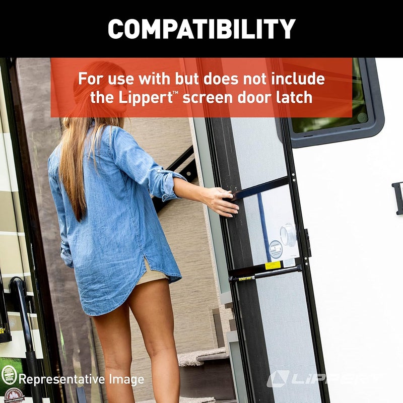 Lippert Components Lippert RV Entry Screen Door Frame Striker, 2.20" x 1.125" Radius Outside Strike Latch Tie Plate, Durable Plastic Construction - 198287, Black - Image 3