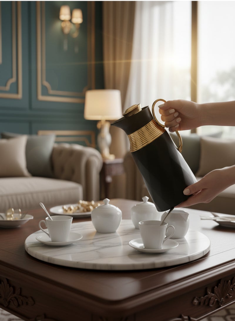 BASURRAH Tea and Coffee Thermos 1 liter - Keeps hot for 12 hours and cold for 24 hours, elegant design, black color - Image 5