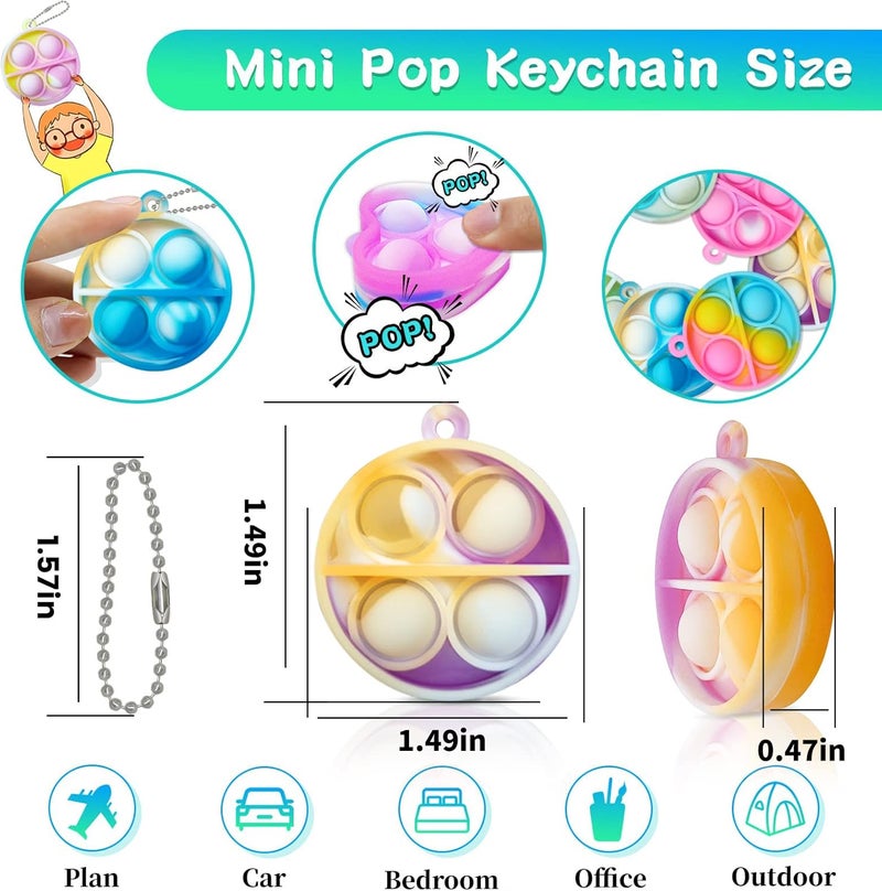 ONKULL Pop Fidget Keychain It Mini Fidget Toys Bulk 30 Pack Party Favors for Kids 4-8,8-12 Year Boys Girls Push Pops Bulk Toys Its Small Prizes for Kids Classroom Birthday Party Favors Bubble Poppers - Image 2