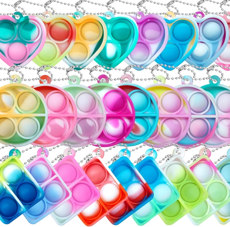 ONKULL Pop Fidget Keychain It Mini Fidget Toys Bulk 30 Pack Party Favors for Kids 4-8,8-12 Year Boys Girls Push Pops Bulk Toys Its Small Prizes for Kids Classroom Birthday Party Favors Bubble Poppers - Image 1