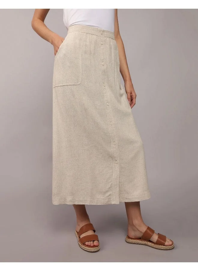 American Eagle AE Button Front Midi Skirt